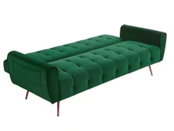 Sofá Cama Clic Calc De 3 Lugares Em Veludo Cinzento Escuro - Polani
