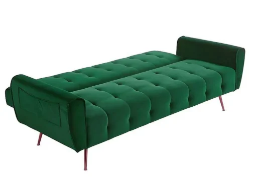 Sofá Cama Clic Calc De 3 Lugares Em Veludo Cinzento Escuro - Polani