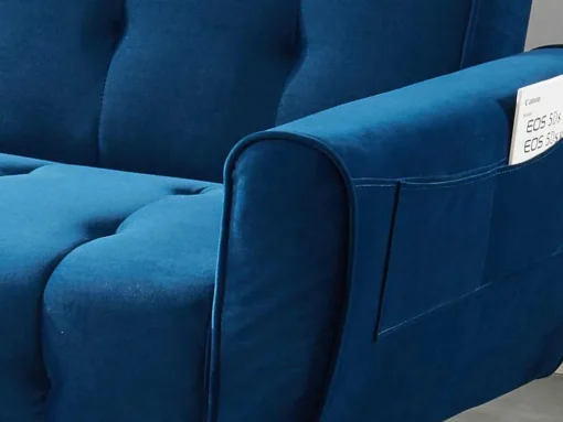 Sofá Cama Clic Calc De 3 Lugares Em Veludo Azul Escuro - Polani