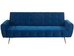 Sofá Cama Clic Calc De 3 Lugares Em Veludo Cinzento Escuro - Polani