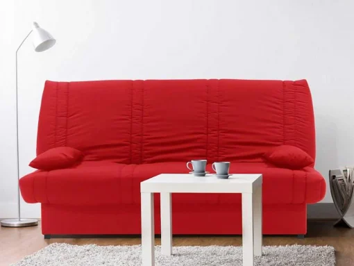 Sofá Cama Clic Clac 100% Algodao Com Espaco De Arrumação Cor Vermelho - Farwest Ii