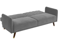 Sofá Cama De 3 Lugares Convertivel Em Cama Em Veludo Cinzento Claro - Joris