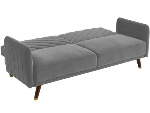 Sofá Cama De 3 Lugares Convertivel Em Cama Em Veludo Cinzento Claro - Joris
