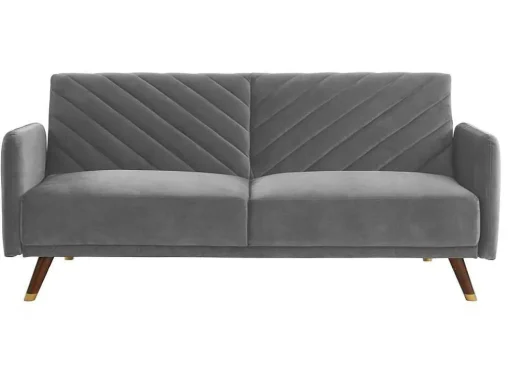 Sofá Cama De 3 Lugares Convertivel Em Cama Em Veludo Cinzento Claro - Joris