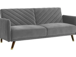 Sofá Cama De 3 Lugares Convertivel Em Cama Em Veludo Cinzento Claro - Joris
