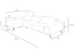 Sofá Chaise Longue Em Couro De Vaca Cinzento Taupe 6149