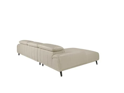 Sofá Chaise Longue Em Couro De Vaca Cinzento Taupe 6149