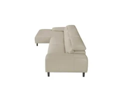 Sofá Chaise Longue Em Couro De Vaca Cinzento Taupe 6149