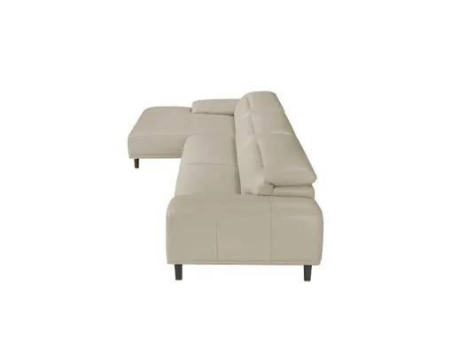 Sofá Chaise Longue Em Couro De Vaca Cinzento Taupe 6149