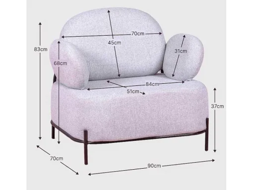 Sofá De 1 Lugar De Design Minimalista Com Bracos - Clair - Cinza