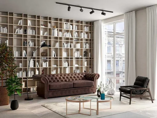 Sofá De 3 Lugares 100% Pele Envelhecida Castanho Estilo Chesterfield - Clotaire