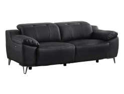 Sofá De 3 Lugares Articulado Eletrico Couro Preto - Roveto