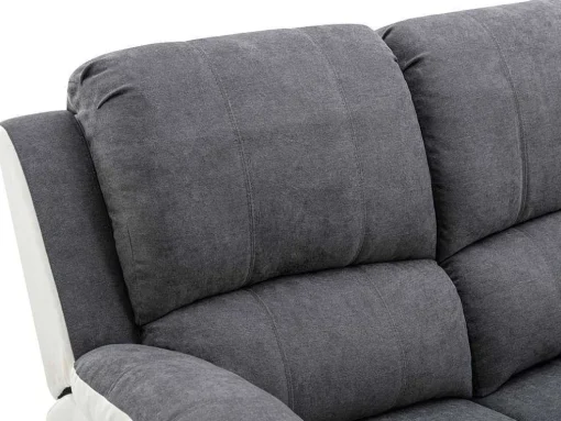 Sofá De 2 Lugares Articulado Em Microfibra E Pele Sintética Cinzento E Branco - Brody