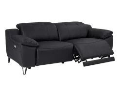 Sofá De 3 Lugares Articulado Eletrico Couro Preto - Roveto