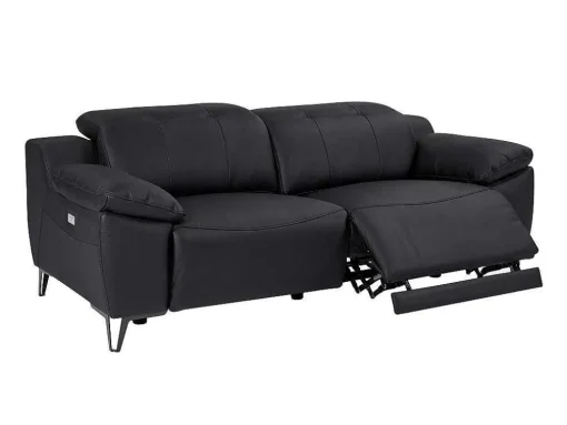 Sofá De 3 Lugares Articulado Eletrico Couro Preto - Roveto