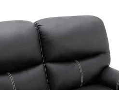 Sofá De 2 Lugares Articulado Em Pele Sintética Cor Preto - Canby