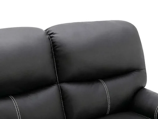 Sofá De 2 Lugares Articulado Em Pele Sintética Cor Preto - Canby