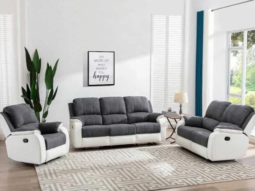 Sofá De 2 Lugares Articulado Em Microfibra E Pele Sintética Cinzento E Branco - Brody