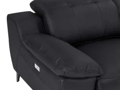 Sofá De 3 Lugares Articulado Eletrico Couro Preto - Roveto