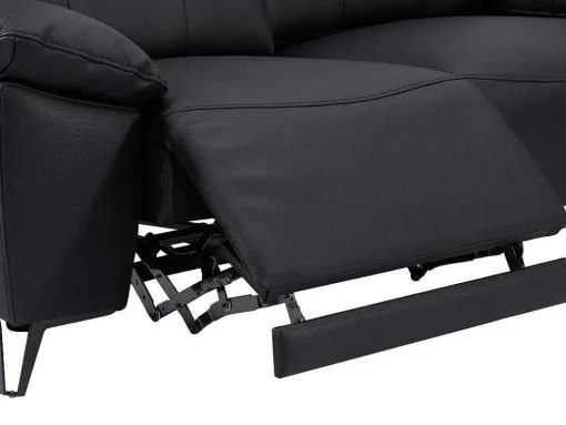 Sofá De 3 Lugares Articulado Eletrico Couro Preto - Roveto
