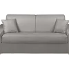 Sofá De 3 Lugares Convertivel De Abertura Rapida Em Pele Sintética Emir Cor Cinza. Cama De Ripas Largas De 140 Cm E Colchão De 18 Cm