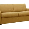 Sofá De 3 Lugares Convertivel De Abertura Rapida Em Tecido Cor Amarelo Mostarda Bevis - Colchão De 14 Cm