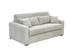 Sofá De 4 Lugares Convertivel Abertura Rapida Veludo Cabelado Bege, Cama De Ripas Largas 160 Cm, Colchão De 14 Cm - Mondovi