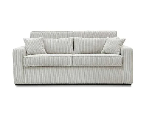 Sofá De 4 Lugares Convertivel Abertura Rapida Tecido Creme, Cama De 160 Cm, Colchão De 18 Cm - Mondovi