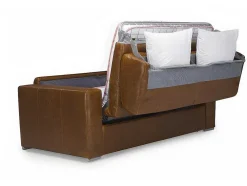 Sofá De 3 Lugares Convertivel De Abertura Rapida 100% Pele De Bufalo Pele Vintage Caramelo - Delectea Ii