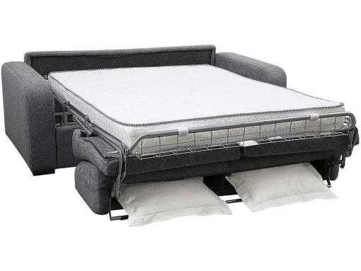 Sofá De 3 Lugares Convertivel De Abertura Rapida Em Tecido Cor Antracite Bevis - Colchão De 14 Cm