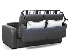 Sofá De 3 Lugares Convertivel Em Cama Expresso Em Pele Cinza - Bevis