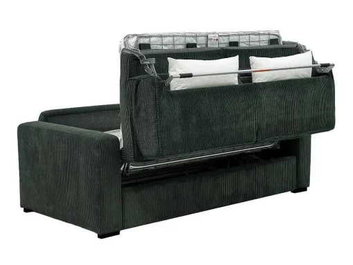 Sofá De 4 Lugares Convertivel Abertura Rapida Veludo Canelado Verde, Cama De Ripas Largas, Colchão De 18 Cm - Mondovi