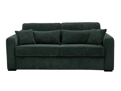 Sofá De 3 Lugares Convertivel Abertura Rapida Veludo Canelado Verde, Cama De 140 Cm, Colchão De 18 Cm - Mondovi