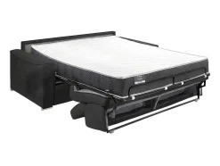 Sofá De 4 Lugares Convertivel De Abertura Rapida Em Tecido Vizir - Bege - Cama De Ripas Largas De 160 Cm - Colchão De 22 Cm Com Memória De Forma