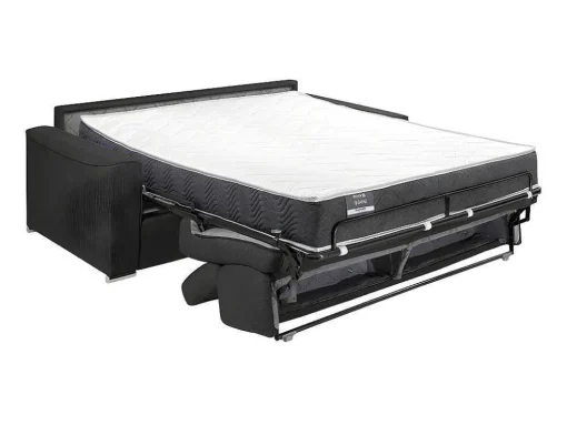 Sofá De 4 Lugares Convertivel De Abertura Rapida Em Tecido Vizir - Bege - Cama De Ripas Largas De 160 Cm - Colchão De 22 Cm Com Memória De Forma