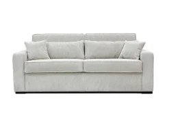 Sofá De 4 Lugares Convertivel Abertura Rapida Veludo Cabelado Bege, Cama De Ripas Largas 160 Cm, Colchão De 14 Cm - Mondovi