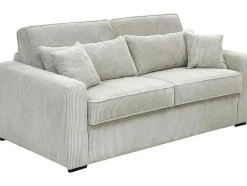 Sofá De 4 Lugares Convertivel Abertura Rapida Tecido Creme, Cama De 160 Cm, Colchão De 18 Cm - Mondovi