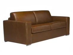 Sofá De 3 Lugares Convertivel De Abertura Rapida 100% Pele De Bufalo Pele Vintage Caramelo - Delectea Ii