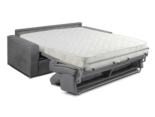 Sofá De 4 Lugares Convertivel De Abertura Rapida Em Tecido Vizir - Bege - Cama De Ripas Largas De 160 Cm - Colchão De 18 Cm