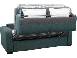 Sofá De 3 Lugares Convertivel De Abertura Rapida Em Tecido Cor Azul Bevis - Colchão De 18 Cm