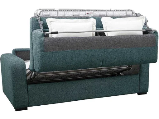 Sofá De 3 Lugares Convertivel De Abertura Rapida Em Tecido Cor Azul Bevis - Colchão De 18 Cm