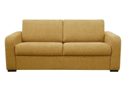 Sofá De 3 Lugares Convertivel De Abertura Rapida Em Tecido Cor Amarelo Mostarda Bevis - Colchão De 14 Cm