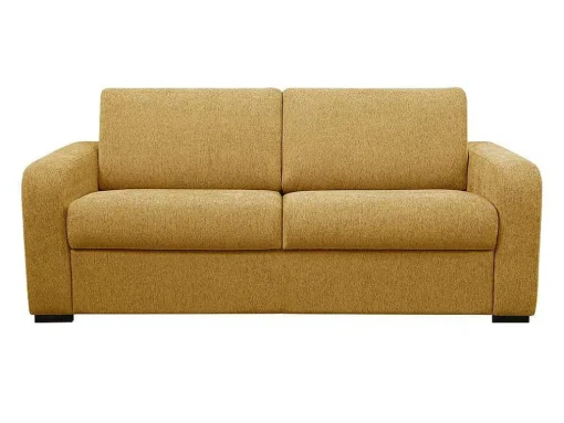 Sofá De 3 Lugares Convertivel De Abertura Rapida Em Tecido Cor Amarelo Mostarda Bevis - Colchão De 14 Cm