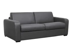 Sofá De 3 Lugares Convertivel Em Cama Expresso Em Pele Cinza - Bevis