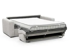 Sofá De 4 Lugares Convertivel Abertura Rapida Tecido Creme, Cama De 160 Cm, Colchão De 18 Cm - Mondovi