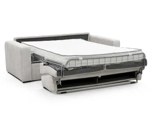 Sofá De 4 Lugares Convertivel Abertura Rapida Tecido Creme, Cama De 160 Cm, Colchão De 18 Cm - Mondovi