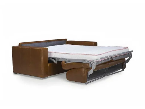 Sofá De 3 Lugares Convertivel De Abertura Rapida 100% Pele De Bufalo Pele Vintage Caramelo - Delectea Ii