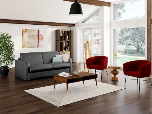 Sofá De 3 Lugares Convertivel Em Cama Expresso Em Pele Cinza - Bevis