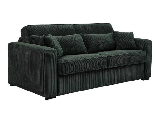 Sofá De 3 Lugares Convertivel Abertura Rapida Veludo Canelado Verde, Cama De 140 Cm, Colchão De 18 Cm - Mondovi