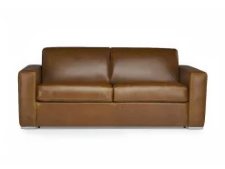 Sofá De 3 Lugares Convertivel De Abertura Rapida 100% Pele De Bufalo Pele Vintage Caramelo - Delectea Ii